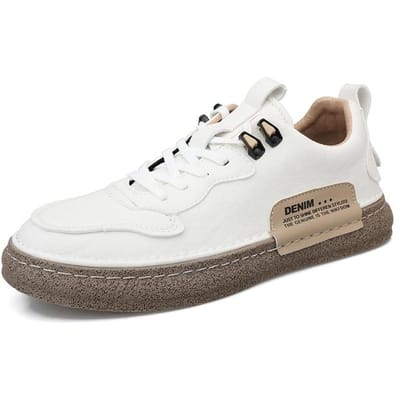 Heren Sneakers Nieuwe Heren Lichtgewicht Flats Casual Witte Schoenen Voor Heren Ademende Herenschoenen Leer Mode Skateschoenen Heren 44 white