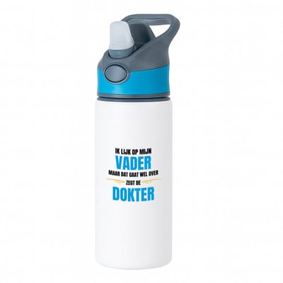 Hacebo® - Ik lijk op mijn vader waterfles met rietje blauw - Papa - liefste vader - cadeautje - verjaardagscadeau - verjaardag - cadeau voor papa - cadeau - kado - geschenk - gift - papa artikelen - vaderdag - water fles - 650ML