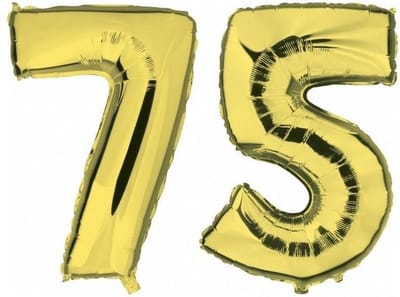 75 jaar - gouden folie ballonnen - 88 cm - leeftijd/cijfers - Leeftijdsartikelen 75e verjaardag - versiering - Heliumballonnen