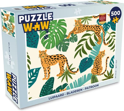 Puzzel Jungle - Luipaard - Planten - Patroon - Meiden - Jongens - Legpuzzel - Puzzel 500 stukjes