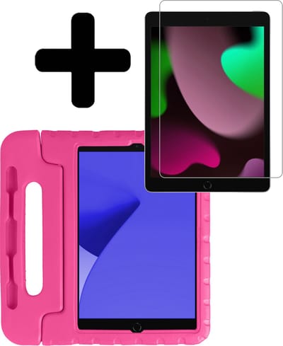 Hoes - Geschikt voor Apple iPad 8 (2020) - 10.2 inch - 8e Generatie - Met Screenprotector - Kinderhoes Shockproof Bumper - Kidsproof Case - Tablet Hoesje - Kinder Hoesje Cover - Roze
