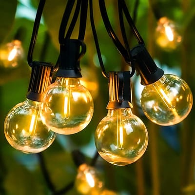 MUPOO Lichtsnoer Tuinverlichting - 30 Socket E12 G40 Globe Lights with 3 Spare Bulbs, IP44 Waterproof Connectable, 8 Modes Timer, Low Voltage Safe for Backyard Porch Balcony Wedding Party Decor