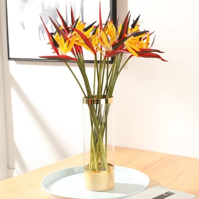 Dailygoods- Kunstbloemen 10 Stuks - Paradijsvogel Bloemen - Nepplanten voor Binnen/Buiten - Tropische Decoratie - Hoge Kwaliteit - 22,4 Inch