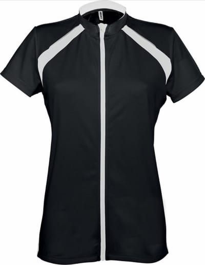 Dames-fietsshirt Korte Mouwen, Zwart/Wit, maat XS/S