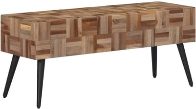Houten Bankje - Halbankje Gangbankje - Entree Meubilair - Gerecycled Teakhout - 110x35x45 cm - Natuurlijk