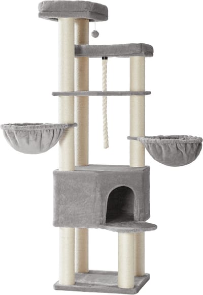 Feandrea - Krabpaal - Kattenboom - Voor Grote Katten - Meerdere Verdiepingen - Dikke Sisalstammen