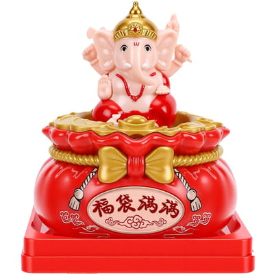 Veilleuse Solaire Ganesh Éléphant Basculant Porte-Bonheur Statue Figurine Ornement Ganesha avec 2 Modes de Lumière Chaude pour la Maison