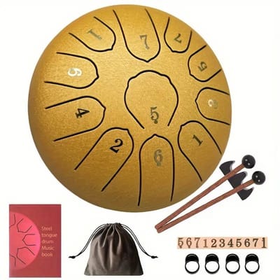 Livano Handpan - Tongue Drum - Steel - Regen - Klankschaal - Goud