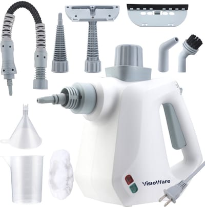 Visioware® SteamPro – 13-in-1 Stoomreiniger & Handstoomreiniger – 1000W Stoomapparaat voor Vloer, Bank, Tapijt, Badkamer & Kleding – Incl. 13 Accessoires – 350ml Tank – Compact & Krachtig