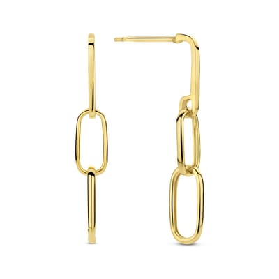 New Bling 9NBG-0644 Gouden Oorbellen schakels - 23x3,7mm - Oorhangers - 14 Karaat - Goud