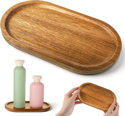 QTTVBTNA - Houten Serveerblad - Ovaal - Houten dienblad - Dinerbord - Mini Dienblad Decoratie en Organizer - Voor Brood Dessert Koekjes Thee Koffie Fruit en Snacks - 19x10.5cm