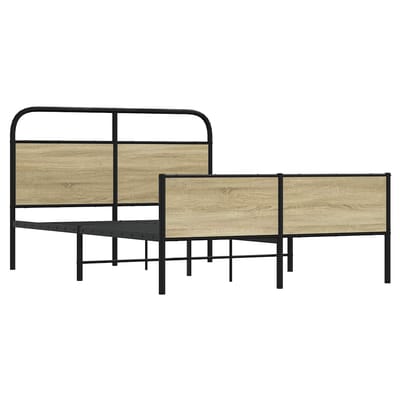 vidaXL - Bedframe - zonder - matras - bewerkt - hout - sonoma - eikenkleur - 135x190cm