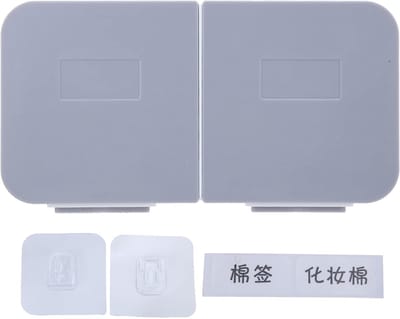 Makeup Box Organizer - Wandmontage Flip Cover Houder - Dispenser - Cosmetica Makeup Swab Houder voor Badkamer - Wasruimte (Wit Grijs)