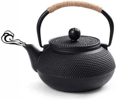 HEZIVO® Gietijzeren Theepot - Japans Gietijzer - RVS - 600 ml - Zwart