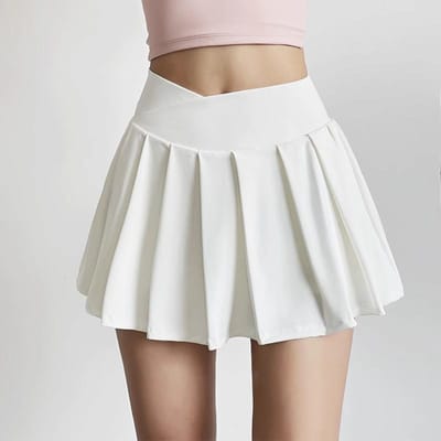Mini-jupe de sport anti-exposition Course Entraînement Jupe de tennis Jupe de badminton Séchage rapide Jupe plissée Yoga Fitness Jupe-pantalon S blanc