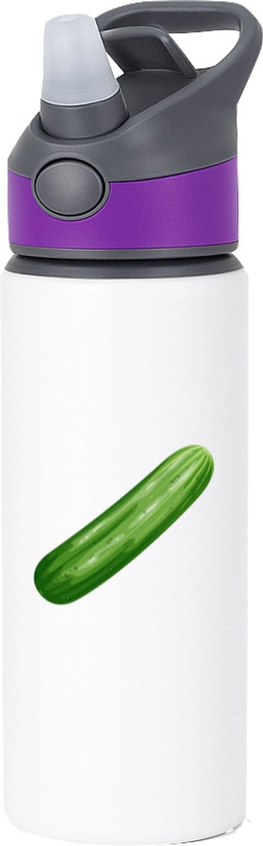 Hacebo® - Komkommer waterfles met rietje paars - Groente - Groente liefhebbers - Knapper groente - gezond eten - water fles - 650ML