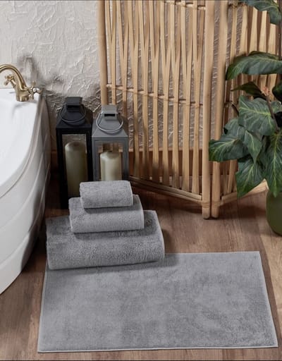 Lubna Home Badhanddoekenset 600 GSM katoen 4-delige badhanddoekenset - Eponj grijze badset Eponj grijs