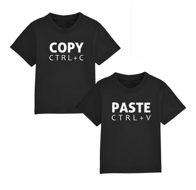 Copy Paste - T-shirt - Korte mouw - Zwart - Maat 80 - Tweeling T-shirt Set