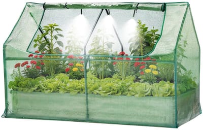 Plantenbak Staal - 180x90x30cm - Moestuinbak - Kweekbak Buiten - Zelfwaterend Systeem - Kweekkas Overtrek - Verzinkt Staal - Voor Groenten Kruiden Bloemen Tuin Balkon - Beige
