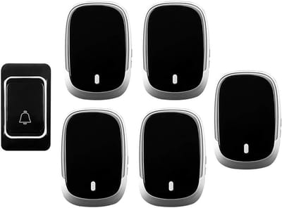 Draadloze Deurbel Kit - Zender Ontvanger Set - Bezoek Ontvangen - 300 Meter Bereik - 5 Melodieën - Zwart