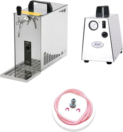 Complete Set - Biertap PYGMY 25, 1-kraans, 35 liter/uur - met Luchtcompressor, zonder Fustkoppeling - Droogkoeler, Thuistap, Bierkoeler