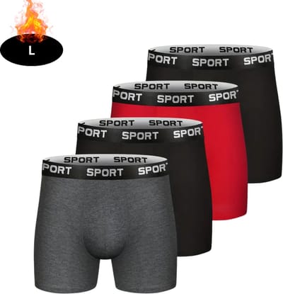Nivard Onderbroeken Heren - Boxershort - Ondergoed - Boxer - Underwear - Mannen - 4 Pack - Zwart + Donkergrijs + Rood - L