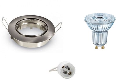 OSRAM - LED Spot Set - Parathom PAR16 940 36D - GU10 Fitting - Dimbaar - Inbouw Rond - Mat Chroom - 3.7W - Natuurlijk Wit 4000K - Kantelbaar Ø82mm