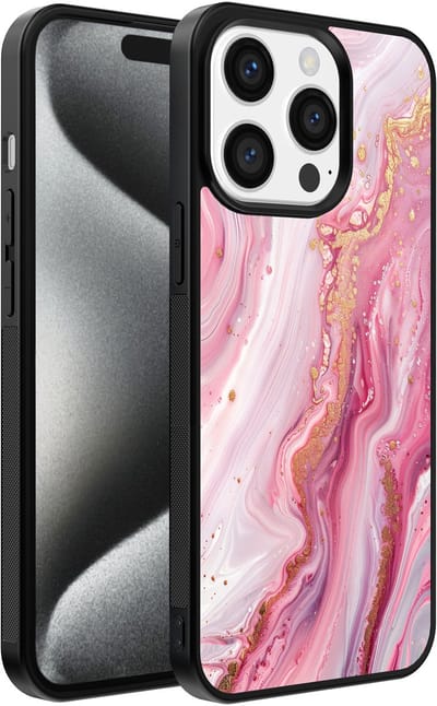 Smartphonica Telefoonhoesje geschikt voor iPhone 15 Pro met marmer opdruk - TPU backcover case marble design - Roze geschikt voor iPhone 15 Pro