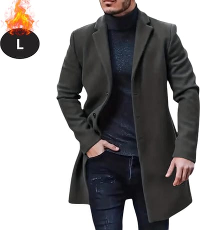 Livano Winterjas - Trenchcoat - Heren - Winter - Herfstjas - Volwassen - Stijlvol - Knopen - Donkergrijs - L