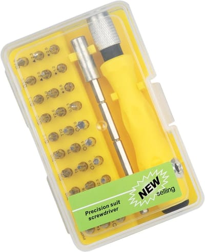 Precisie Schroevendraaier Set - Gereedschapskit Mini - Elektronica Reparatie - 32 Delige Bit Set - Compact Formaat - Grijs
