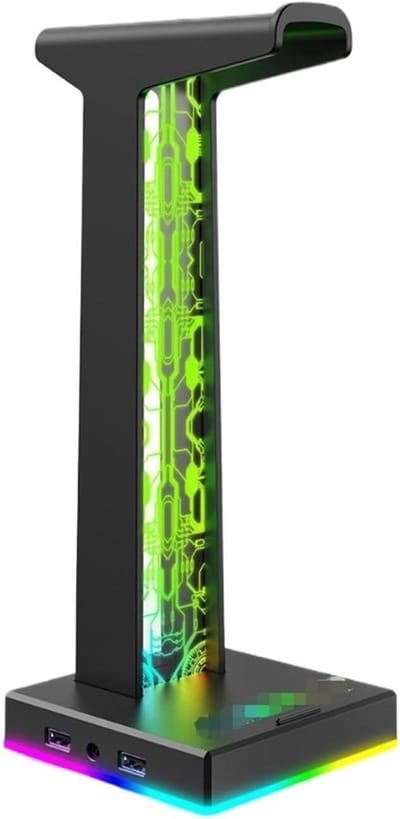 Hoofdtelefoonrek - Headsethouder - Bureau Organiseren - Met USB-poort - 281x11x11cm - Zwart