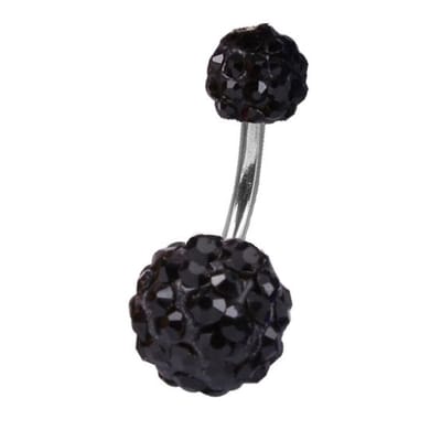 Fako Bijoux® - Navelpiercing - Disco Dots Duo - 8mm - Zwart