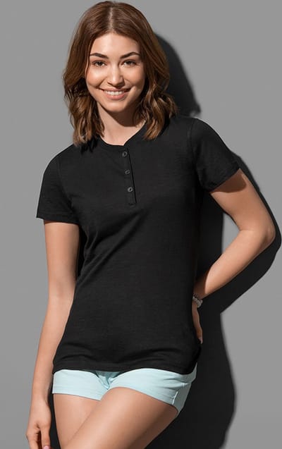 Stedman Sharon Henley T-Shirt Women S9530 - BLACK OPAL - S