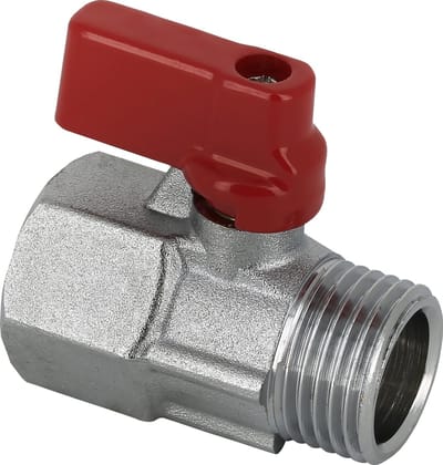 Bonfix Minikogelkraan met rode knop buitendraad x binnendraad 1/2inch x 1/2inch