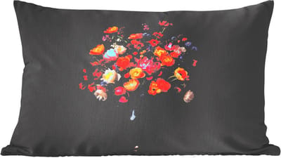 Sierkussens - Kussentjes Woonkamer - 60x40 cm - Kleurrijk - Boeket - Vaas - Donkerbruin