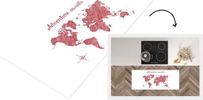Keukenloper - Loper keuken - Wereldkaart - Rood - Quote - 120x50 cm - Keukenloper vinyl