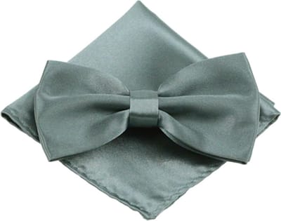 Fako Fashion - Vlinderstrik Inclusief Pochette - Vlinderdas - Strikje - Pochet - Grijs