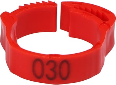 Pluimveeringen - verstelbaar - 20 mm - genummerd - 50 stuks - kippenringen - vogelringen - ROOD
