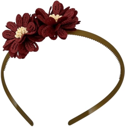 Diadeem blossem - bloemen - flower - khaki kleur diadeem - donkerrood