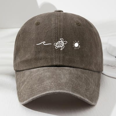 Baseballpet met golven en schildpadprint, Retro stijl voor mannen en vrouwen, Modieuze buiten zonbescherming en verstelbare zonnebescherming black