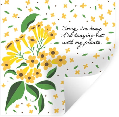 Muurstickers - Sticker Folie - Quotes - Spreuken - Sorry I'm busy I'm hanging out with my plants - 100x100 cm - Plakfolie - Muurstickers Kinderkamer - Zelfklevend Behang XXL - Zelfklevend behangpapier - Stickerfolie