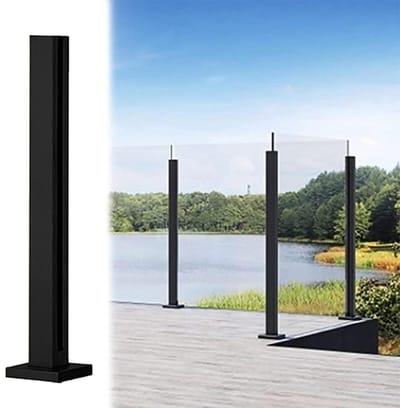 Balustradepaal Roestvrij Staal - Glazenhekpaal Baluster - Balkon Beveiligen - Geborsteld Oppervlak - H 105 cm - Zwart