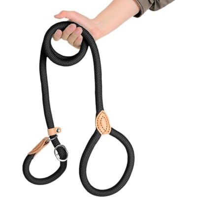 Nieuwe Hondenhalsband Slip Touw Lijn Lijn Zwaar Gevlochten Touw Verstelbare Lus Halsband Trainingslijnen Voor Kleine Middelgrote Honden (black,0.6cmx150cm) zwart