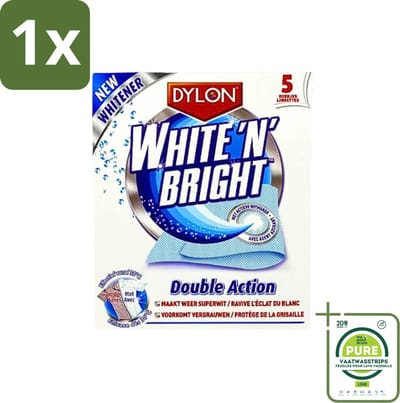 1 x Dylon - Vlekverwijderaar - White & Bright - Superwit & Vlekkeloos - 5 Doekjes - Vlekkenverwijderaar - Witwas - Superwit - Wasmiddel - Vlekken