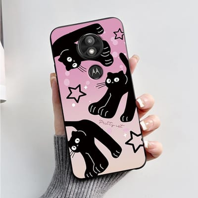 Hoesje Cover Voor Motorola Moto G7 Play Prachtig Hoesje Zachte Siliconen Shell Voor Motorola Moto G7 Power Schattig Cartoon Zwart Hoesje Moto G7 Power