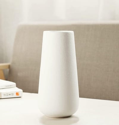 Stijlvolle witte bloemenvaas van keramiek van 20 cm voor moderne interieurdecoratie en tafelaccessoires