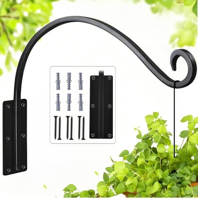 Plantenhangerbeugel voor Buiten - 40 cm - Draagvermogen 27.2 kg - Metalen Muurhaak voor Hangende Plantenmanden, Vogelvoerders en Windspellen - Wanddecoratie voor Tuin en Balkon - Sterk en Weerbestendig