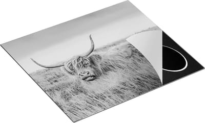 Chefcare Inductie Beschermer Schotse Hooglander Koe - Zwart Wit - 60x50 cm - Afdekplaat Inductie - Kookplaat Beschermer - Inductie Mat
