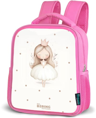 NoBoringSuitcases.com® - Rugzak roze - Schooltas meisjes - Ballerina prinses tussen beige stippen - Kinder rugtas meisje - Boekentas kind - Kinderrugzak voor school - Schoolrugzak