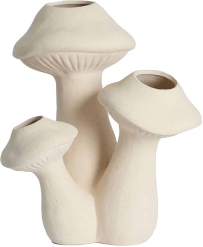 Light & Living Vaas Mushroom - Crème - 33.5x28.5x40.5cm - Keramiek - Modern - Bloemenvaas - Woondecoratie - Decoratieve vaas voor woonkamer of slaapkamer